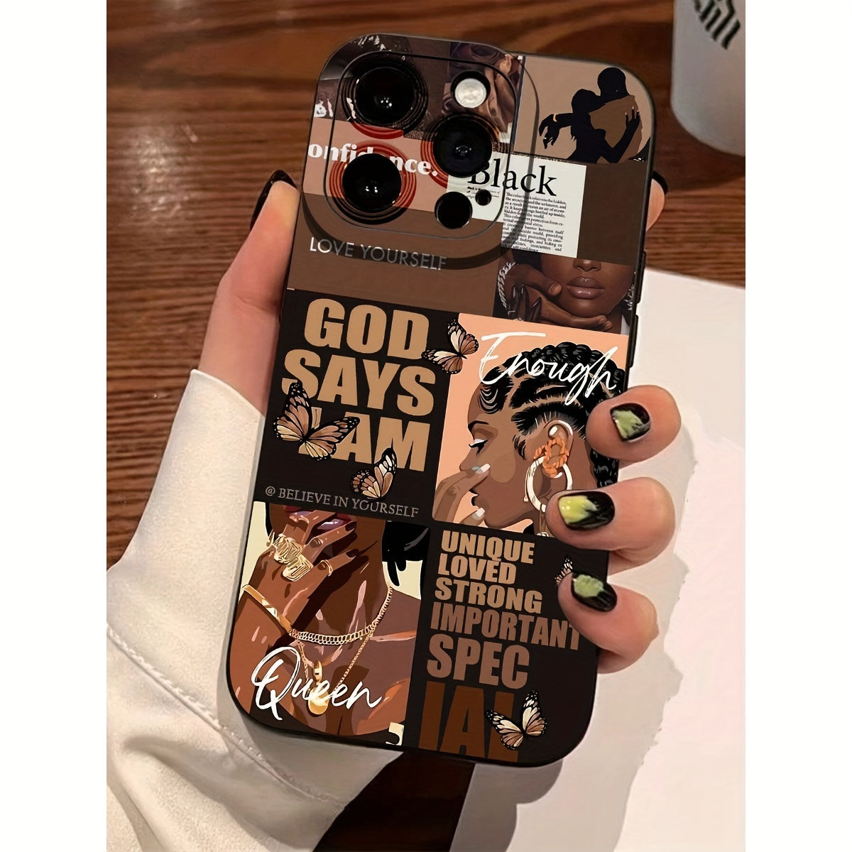 Black Girl Splicing Black Pupil Eyes Suitable for 7/8Plus Full Drop-Proof Soft Shell Simple High-End Air Cushion Suitable for Iphone14Promax Apple 13 Mobile Phone Case Couple Xsmax New 12Pro Drop-Proof Xr Matte 11 Men And Wom